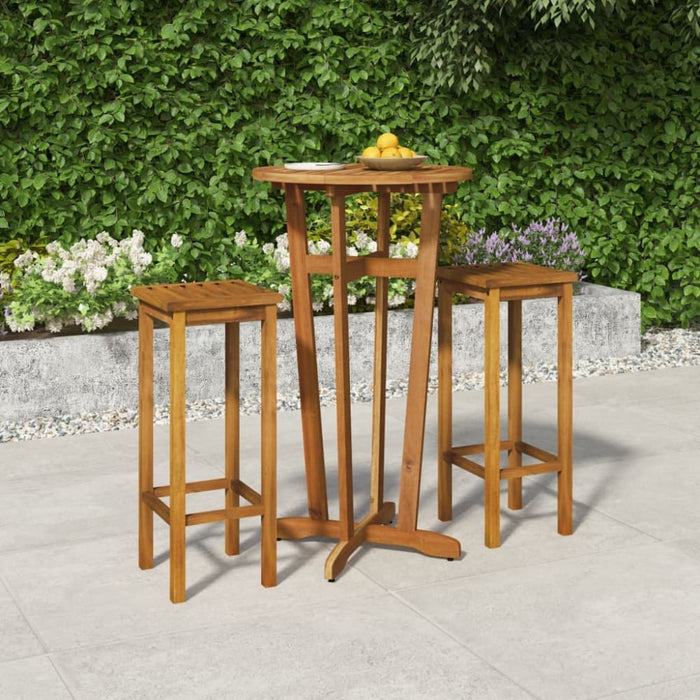 3 Piece Garden Dining Set Solid Wood Acacia Topatna