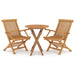 3 Piece Garden Dining Set Solid Wood Teak Tbnioni