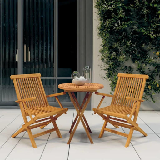 3 Piece Garden Dining Set Solid Wood Teak Tbnioni