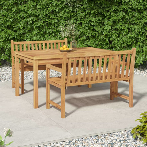 3 Piece Garden Dining Set Solid Wood Teak Topiopt