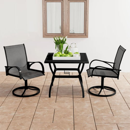 3 Piece Garden Dining Set Textilene And Steel Tblbxno