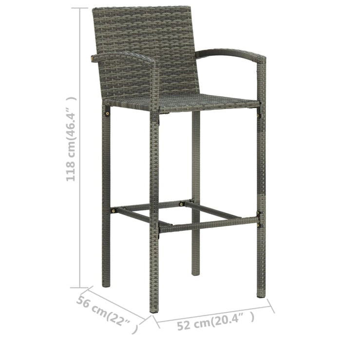 3 Piece Garden Bar Set Grey Tblanni