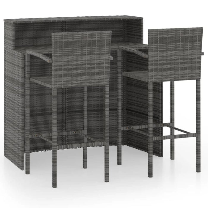 3 Piece Garden Bar Set Grey Tblanni