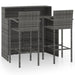 3 Piece Garden Bar Set Grey Tblanni