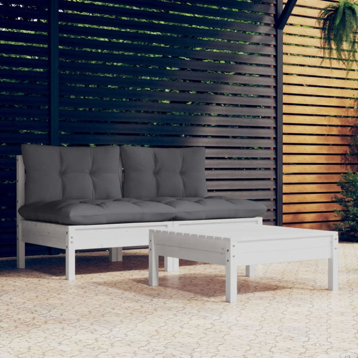 3 Piece Garden Lounge Set With Anthracite Cushions Pinewood