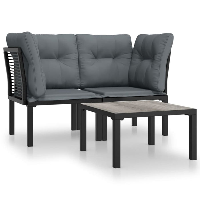 3 Piece Garden Lounge Set Black And Grey Poly Rattan Toniitb