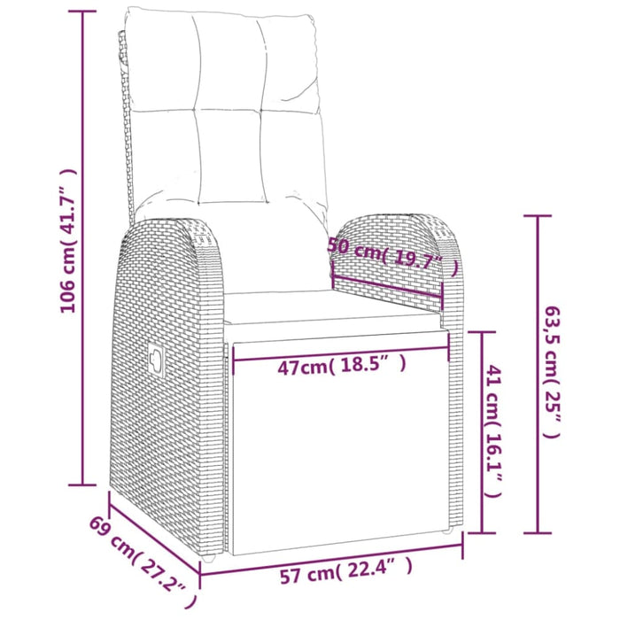 3 Piece Garden Lounge Set Black Poly Rattan&steel Topillb