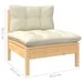 3 Piece Garden Lounge Set With Cream Cushions Pinewood