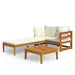 3 Piece Garden Lounge Set With Cream White Cushions Acacia