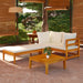 3 Piece Garden Lounge Set With Cream White Cushions Acacia