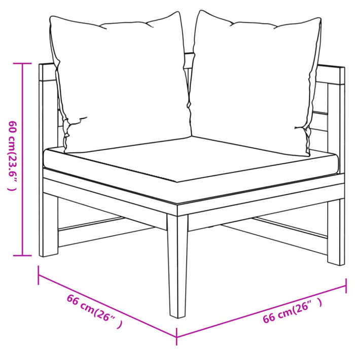 3 Piece Garden Lounge Set With Cream White Cushions Acacia