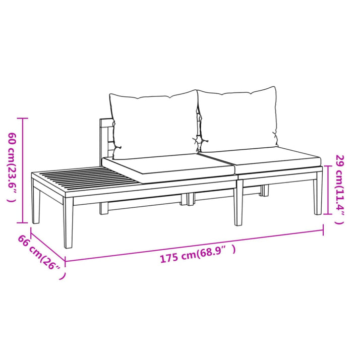 3 Piece Garden Lounge Set With Cream White Cushions Acacia