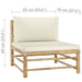 3 Piece Garden Lounge Set With Cream White Cushions Bamboo