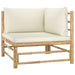 3 Piece Garden Lounge Set With Cream White Cushions Bamboo