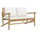 3 Piece Garden Lounge Set With Cream White Cushions Bamboo