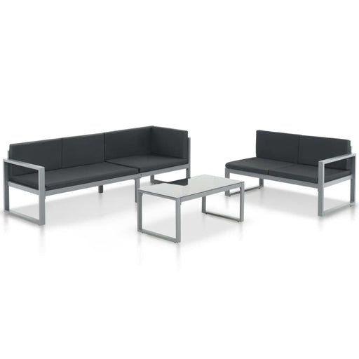 3 Piece Garden Lounge Set With Cushions Aluminium Black