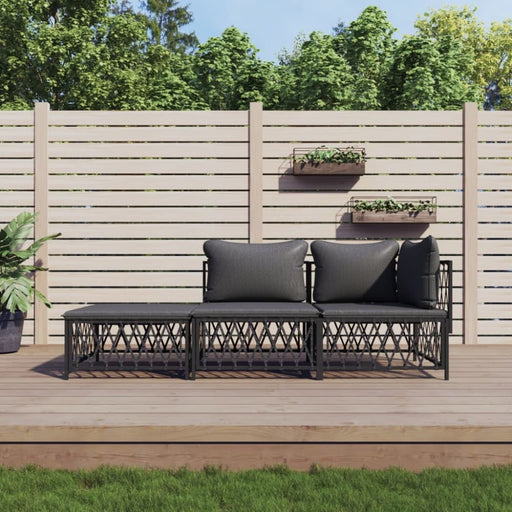 3 Piece Garden Lounge Set With Cushions Anthracite Steel