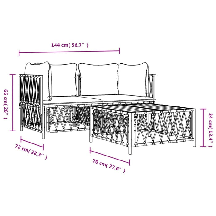 3 Piece Garden Lounge Set With Cushions Anthracite Steel