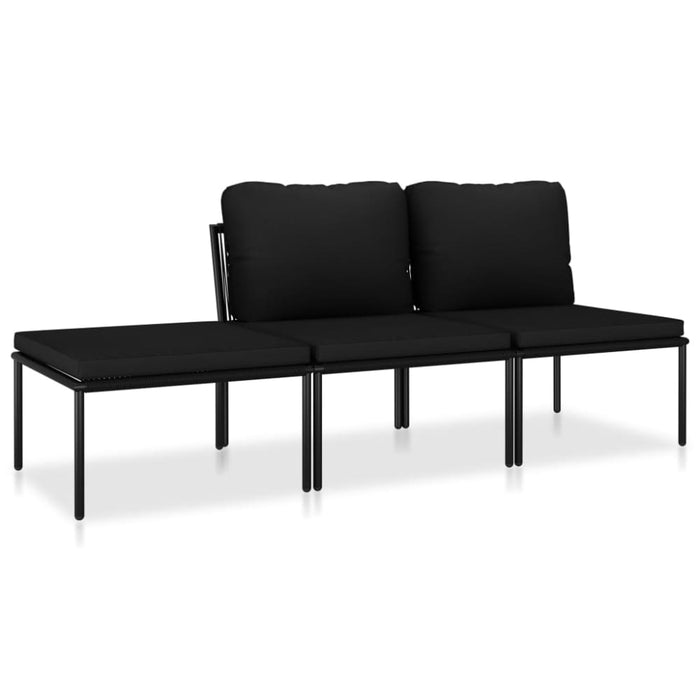 3 Piece Garden Lounge Set With Cushions Black Pvc Anpkt