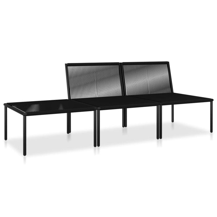 3 Piece Garden Lounge Set With Cushions Black Pvc Anpkt