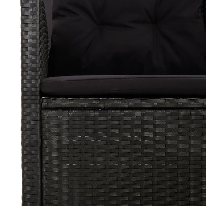 3 Piece Garden Lounge Set With Cushions Black Poly Rattan