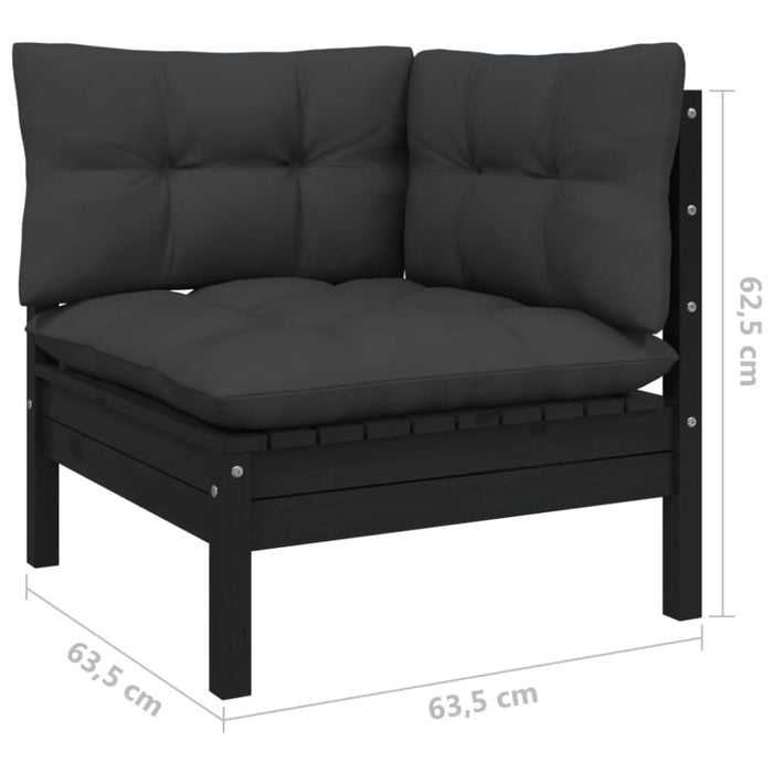 3 Piece Garden Lounge Set With Cushions Black Solid