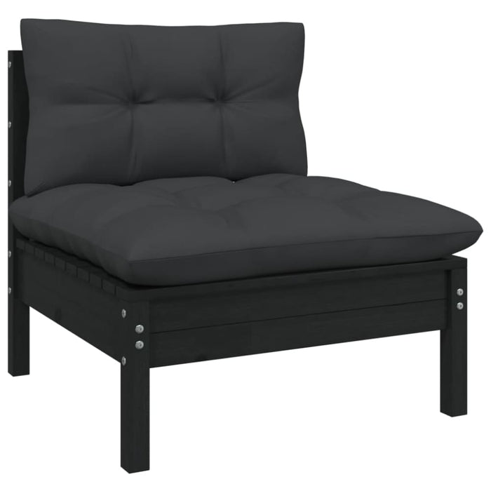 3 Piece Garden Lounge Set With Cushions Black Solid