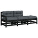 3 Piece Garden Lounge Set With Cushions Black Solid Wood