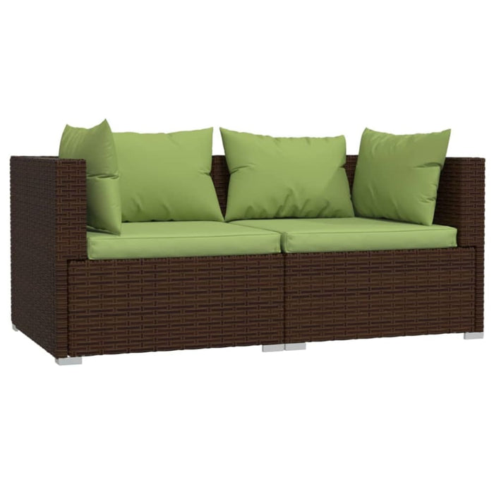 3 Piece Garden Lounge Set With Cushions Brown Poly Rattan