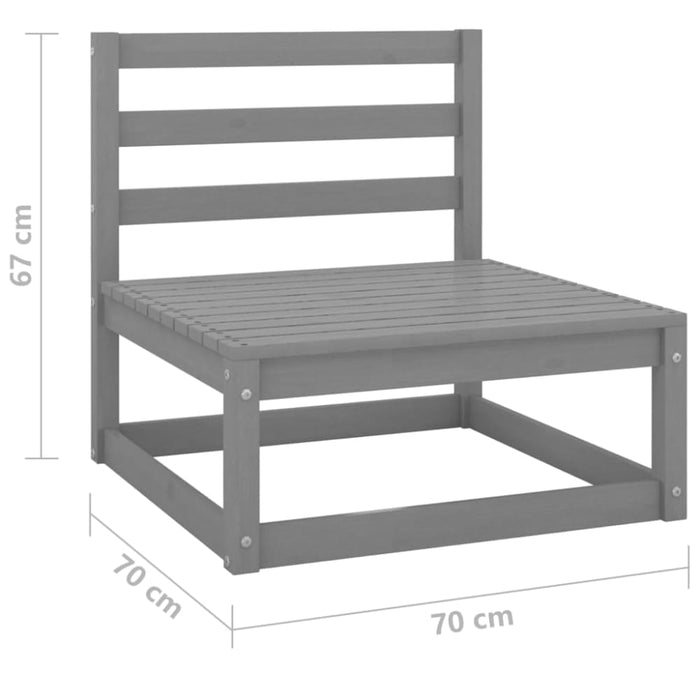 3 Piece Garden Lounge Set With Cushions Grey Solid Pinewood