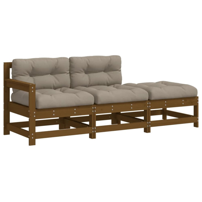 3 Piece Garden Lounge Set With Cushions Honey Brown Solid