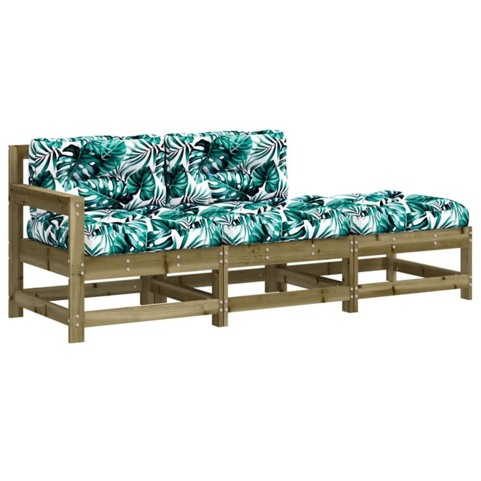 3 Piece Garden Lounge Set With Cushions Impregnated Wood