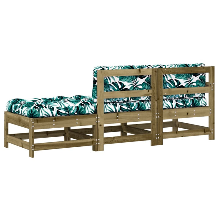 3 Piece Garden Lounge Set With Cushions Impregnated Wood