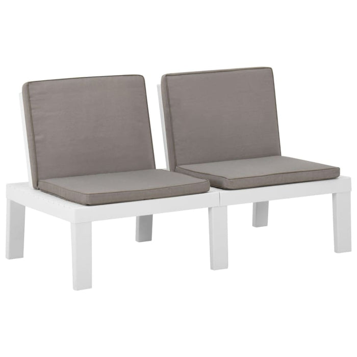 3 Piece Garden Lounge Set With Cushions Plastic White