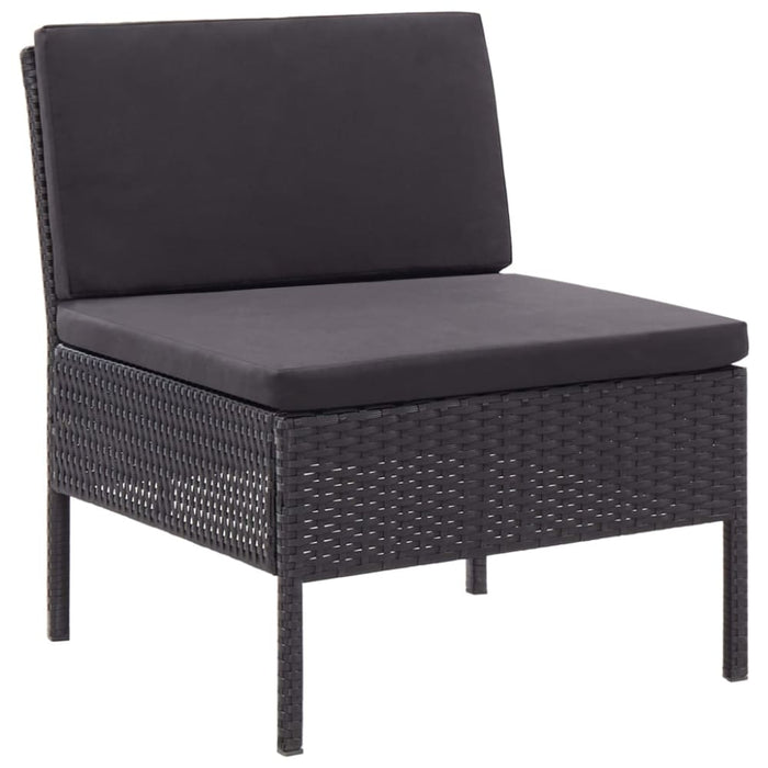 3 Piece Garden Lounge Set With Cushions Poly Rattan Black