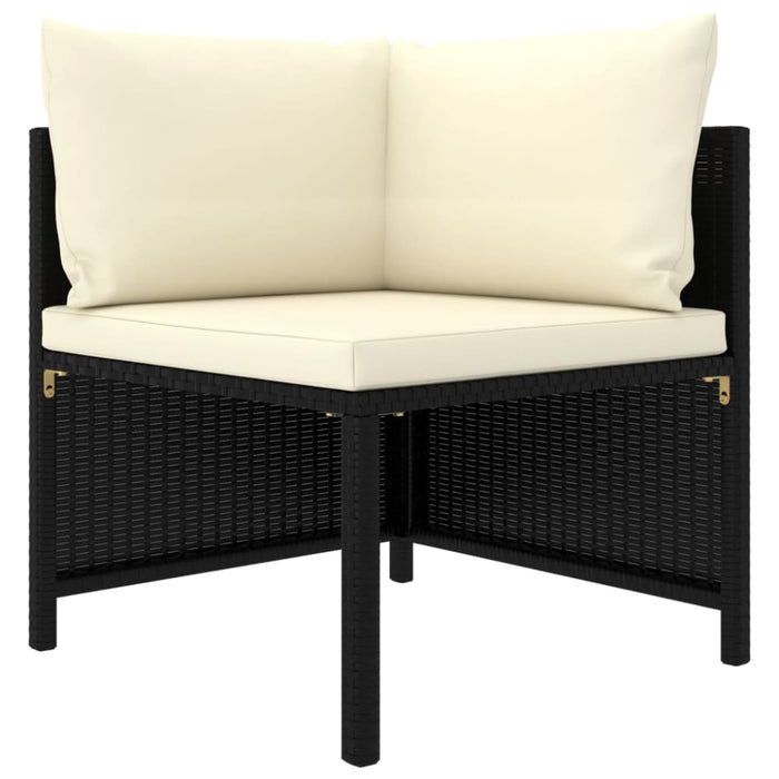 3 Piece Garden Lounge Set With Cushions Poly Rattan Black