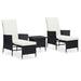 3 Piece Garden Lounge Set With Cushions Poly Rattan Black