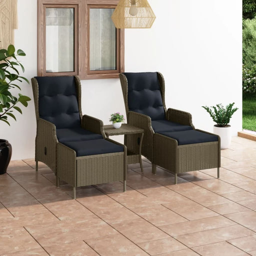 3 Piece Garden Lounge Set With Cushions Poly Rattan Brown