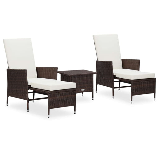 3 Piece Garden Lounge Set With Cushions Poly Rattan Brown