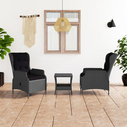 3 Piece Garden Lounge Set With Cushions Poly Rattan Dark