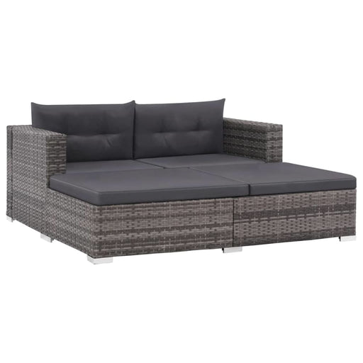 3 Piece Garden Lounge Set With Cushions Poly Rattan Grey