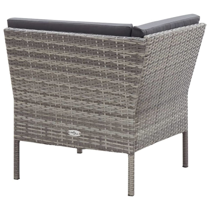 3 Piece Garden Lounge Set With Cushions Poly Rattan Grey