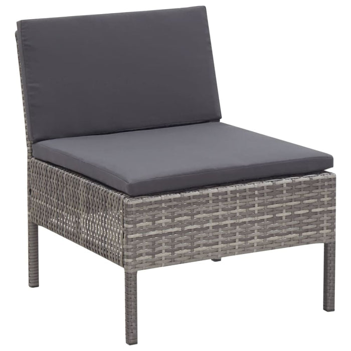 3 Piece Garden Lounge Set With Cushions Poly Rattan Grey