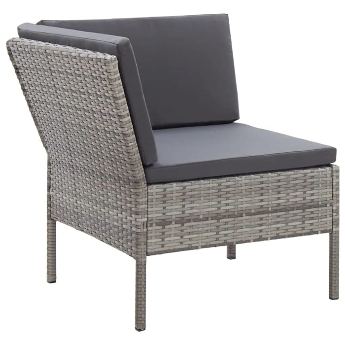 3 Piece Garden Lounge Set With Cushions Poly Rattan Grey