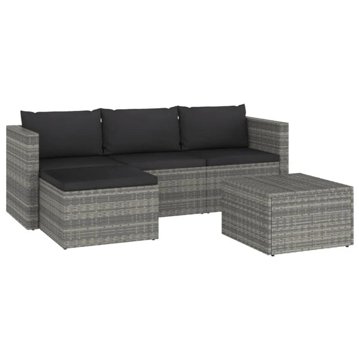 3 Piece Garden Lounge Set With Cushions Poly Rattan Grey