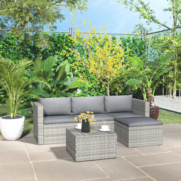 3 Piece Garden Lounge Set With Cushions Poly Rattan Grey