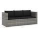 3 Piece Garden Lounge Set With Cushions Poly Rattan Grey