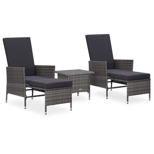 3 Piece Garden Lounge Set With Cushions Poly Rattan Grey