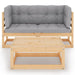 3 Piece Garden Lounge Set With Cushions Solid Pinewood