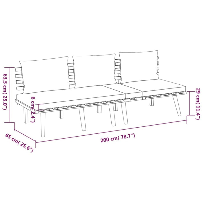 3 Piece Garden Lounge Set With Cushions Solid Wood Acacia